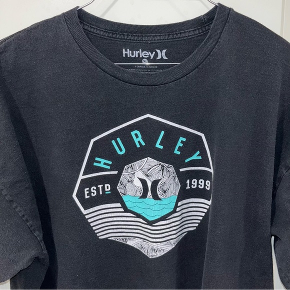 Hurley Men's size XLarge graphic T-Shirt Est. 1999 Logo Short Sleeve Black - Picture 2 of 4